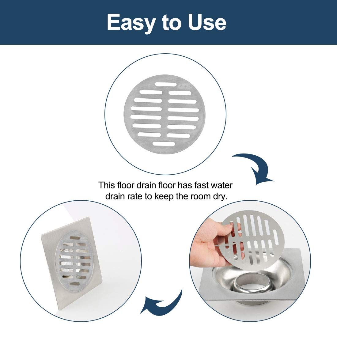 2pc Stainless Steel Round Sink Floor Drain Strainer Cover Dia Floor Drain Replacement Filter Cap Screw-On Round Shower Drain Cover — image 4