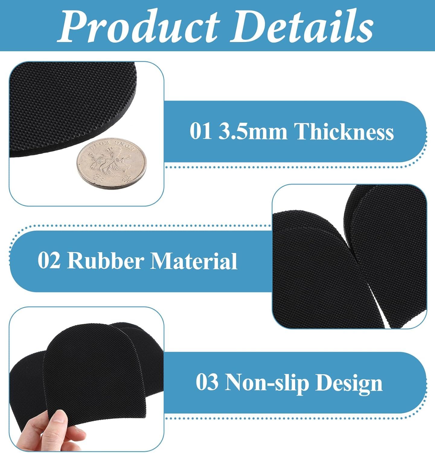 4PCS Shoe Repair Kit Heel, 3.8 * 3.4 Inch Shoe Heel Repair for Boots Suitable for Men Women Boot Shoes (Black) — image 4