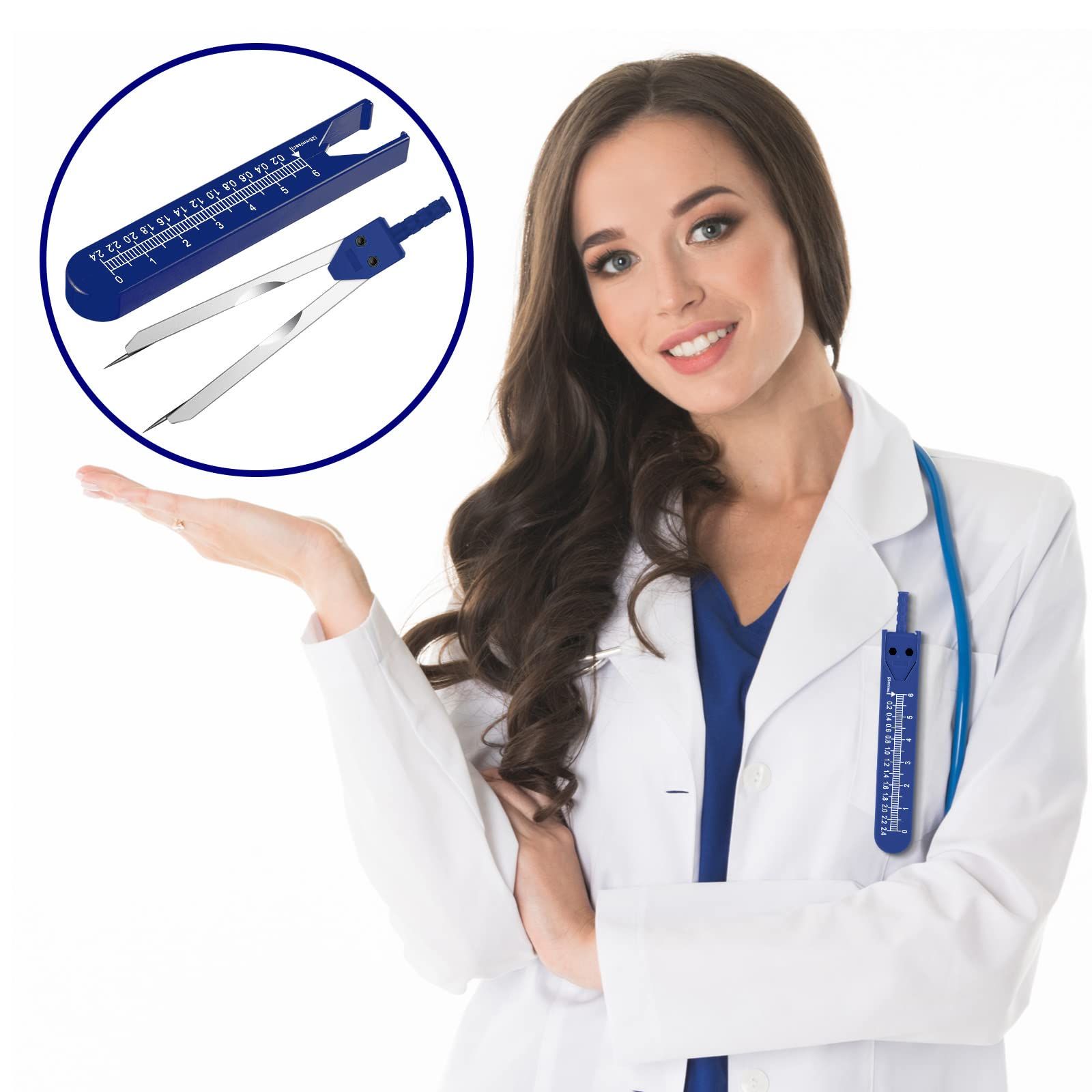 2pcs Electrocardiogram caliper with ruler electrocardiograph, nursing measuring tool with scale and sleeve, and dividing gauge โ image 2