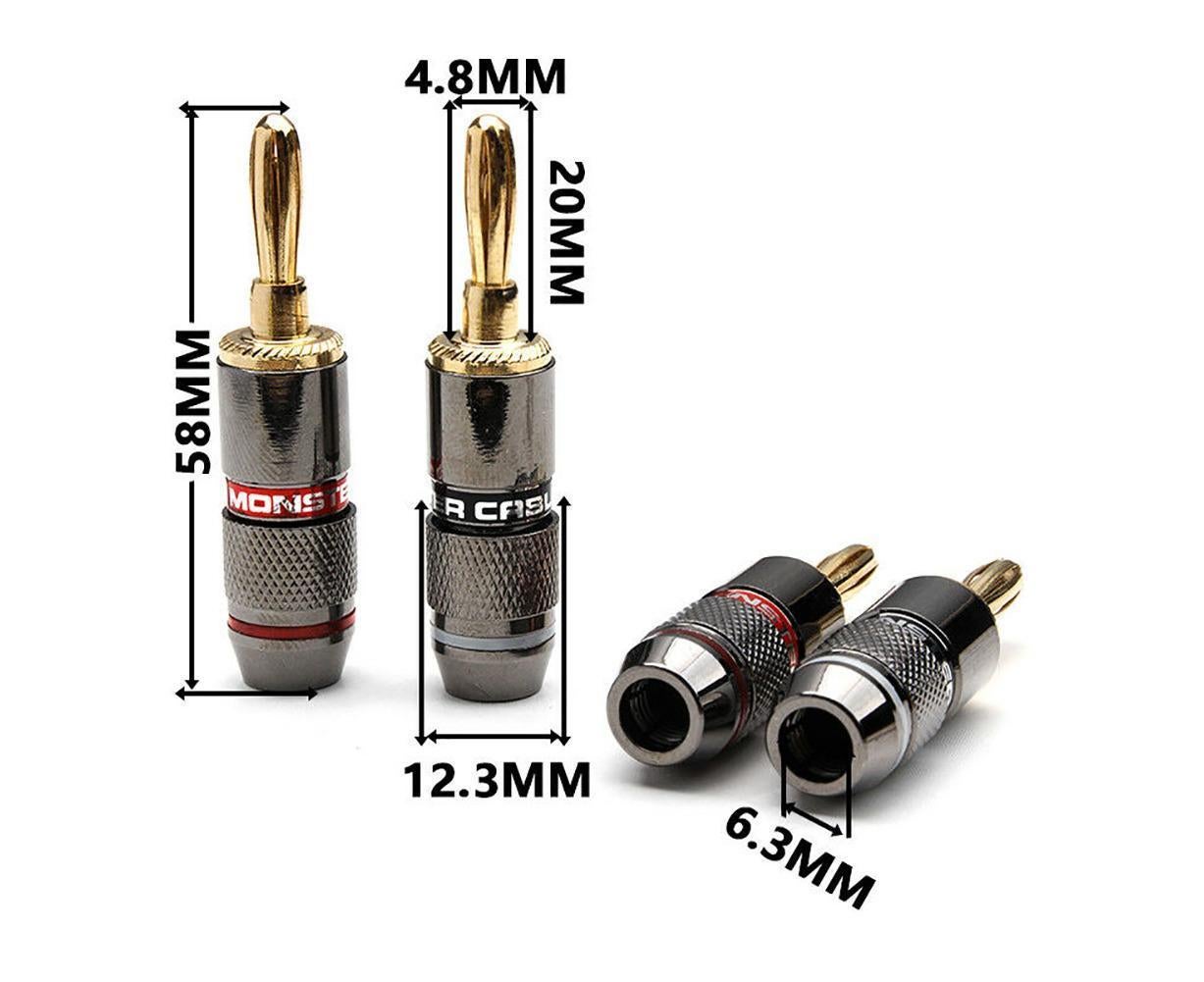 12Pcs 24K Gold Plated Zinc Alloy Banana Plugs Speaker Audio Video Connectors โ image 2