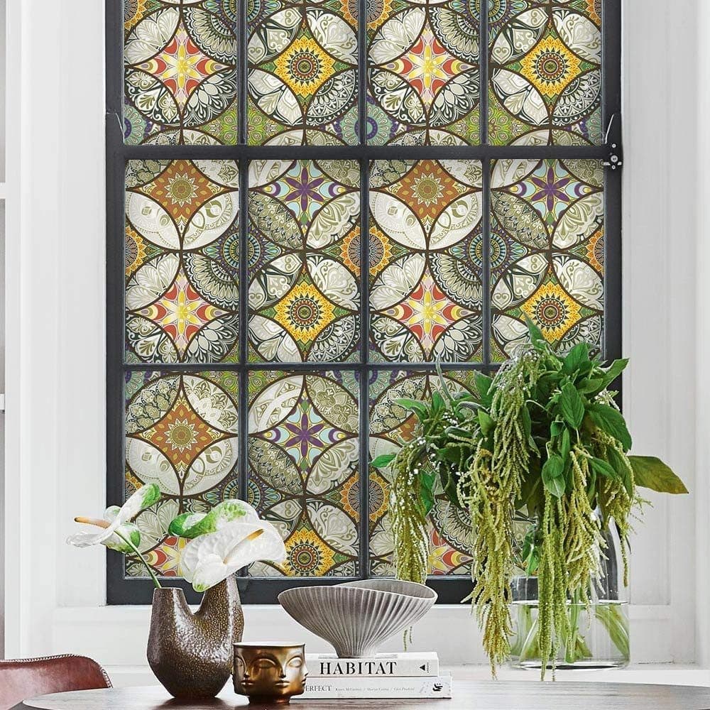 2 Static Cling-Free Decorative Window Film with Stained Glass Effect, Self-Adhesive Frosted Privacy Protection Film, 45cm x 200cm — image 4