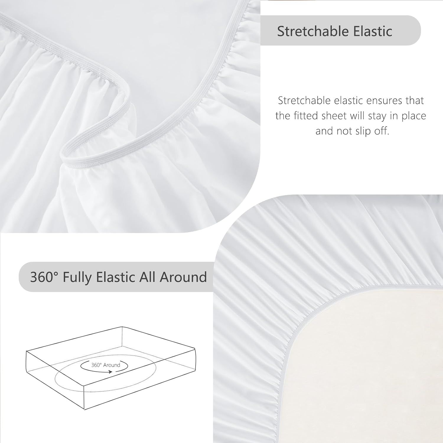 Hotel Soft Bed Sheet Set- Bedding Sheets & Pillowcases -Breathable Bedding - Wrinkle, Fade, Stain Resistant-Deep Pocket Flat Fitted Bed Sheet Set(Raw — image 6