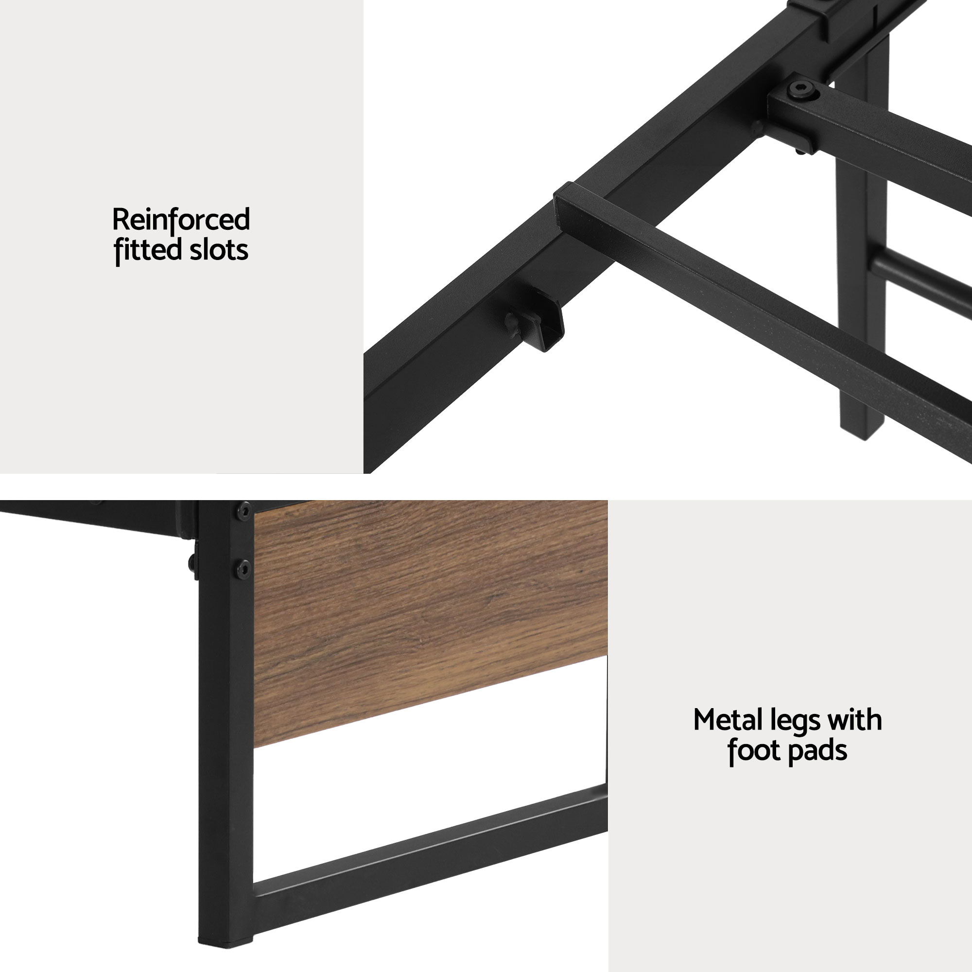 Artiss Bed Frame Metal Frame Queen Size Bed Base 2 Drawers OSLO โ image 6