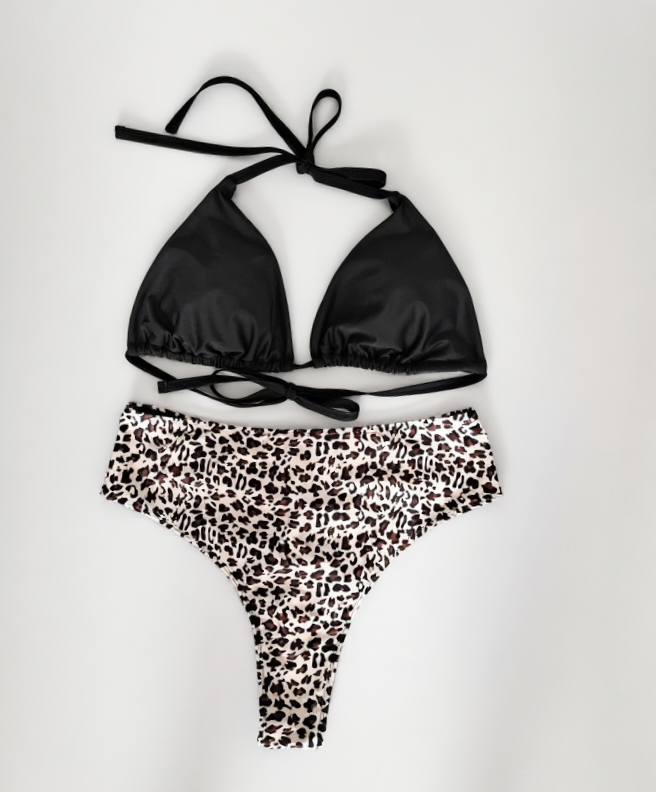 High-waist Design for Shaping the Buttocks Sexy Leopard Print Bikini Plus Size 0XL — image 3