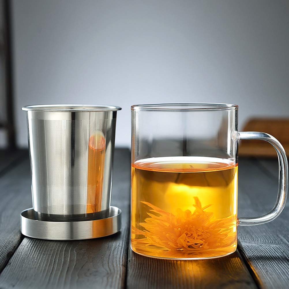 400ml Infuser Glass Tea Cup Borosilicate Glass Tea Cup with Filter and Lid Corrosion resistance comfortable grip — image 5