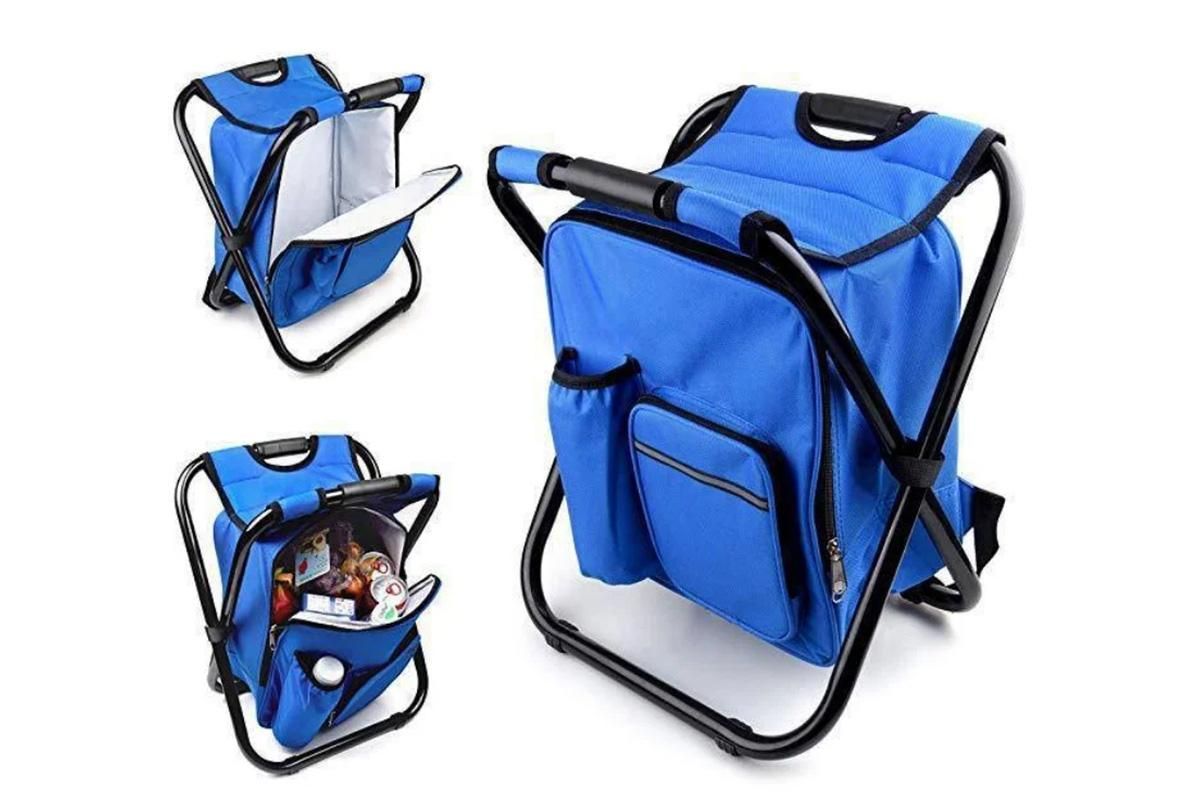 Portable Cooler Stool Multi-Function Folding Fishing Chair - Blue — image 3