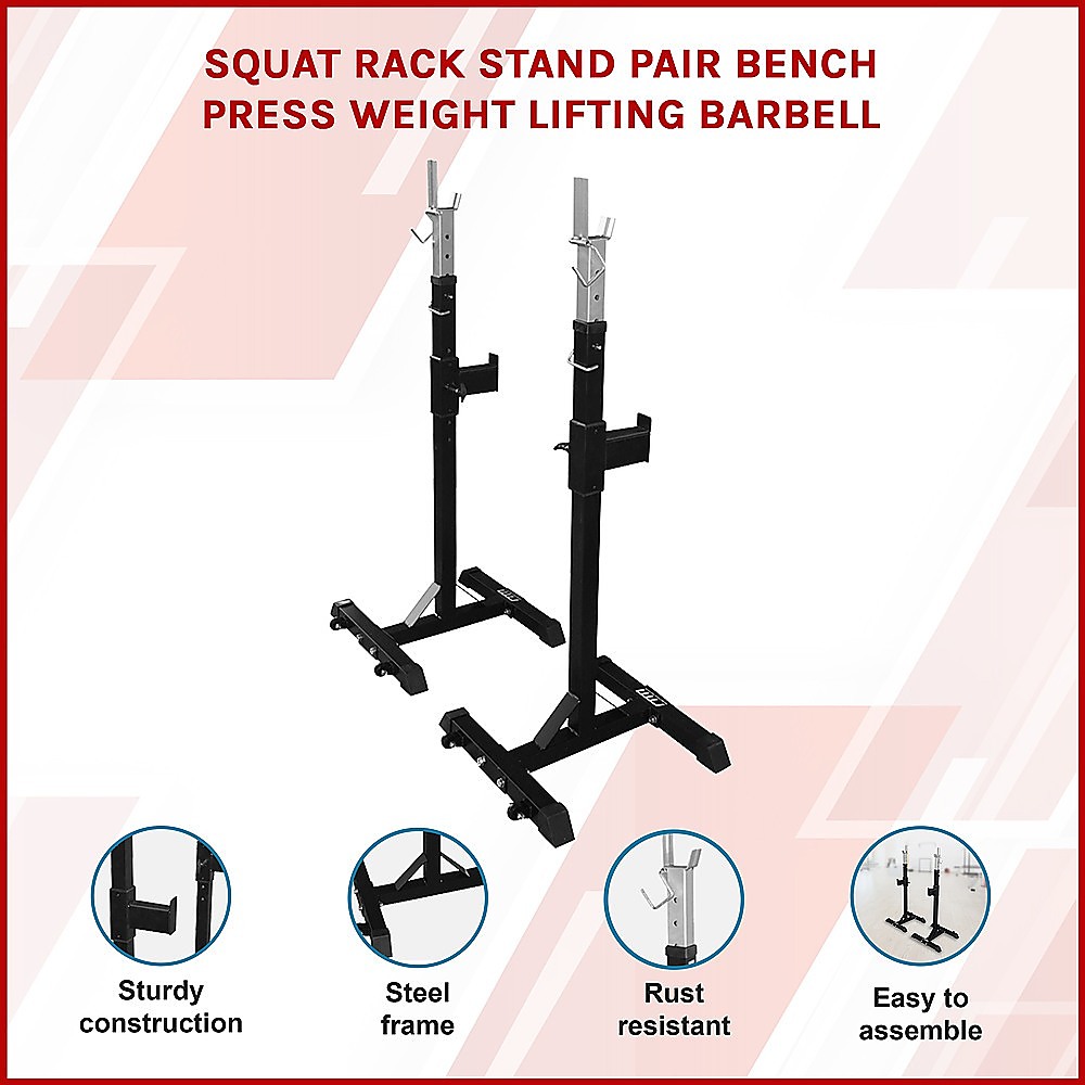 Squat Rack Stand Pair Bench Press Weight Lifting Barbell — image 3