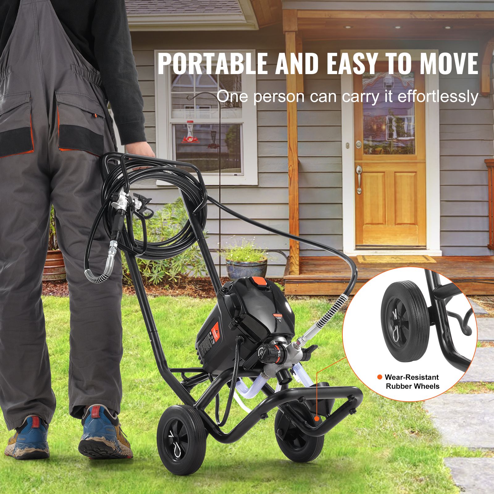 Stand Airless Paint Sprayer, 750W 3000PSI High Efficiency Electric Airless Sprayer With Cart, Fine And Even Painting Effect, Paint Sprayers for Home Interior โ image 5