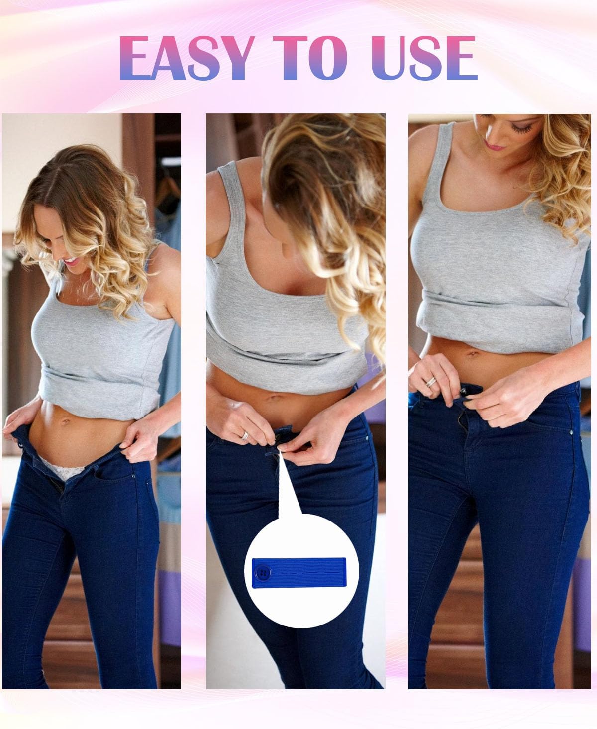 10Pcs Button Extenders for Jeans,Waistband Extenders for Women Men Pants Elastic Band Pants Button Extender Adjustable Waistband Extenders No Sew Jeans Waist — image 5
