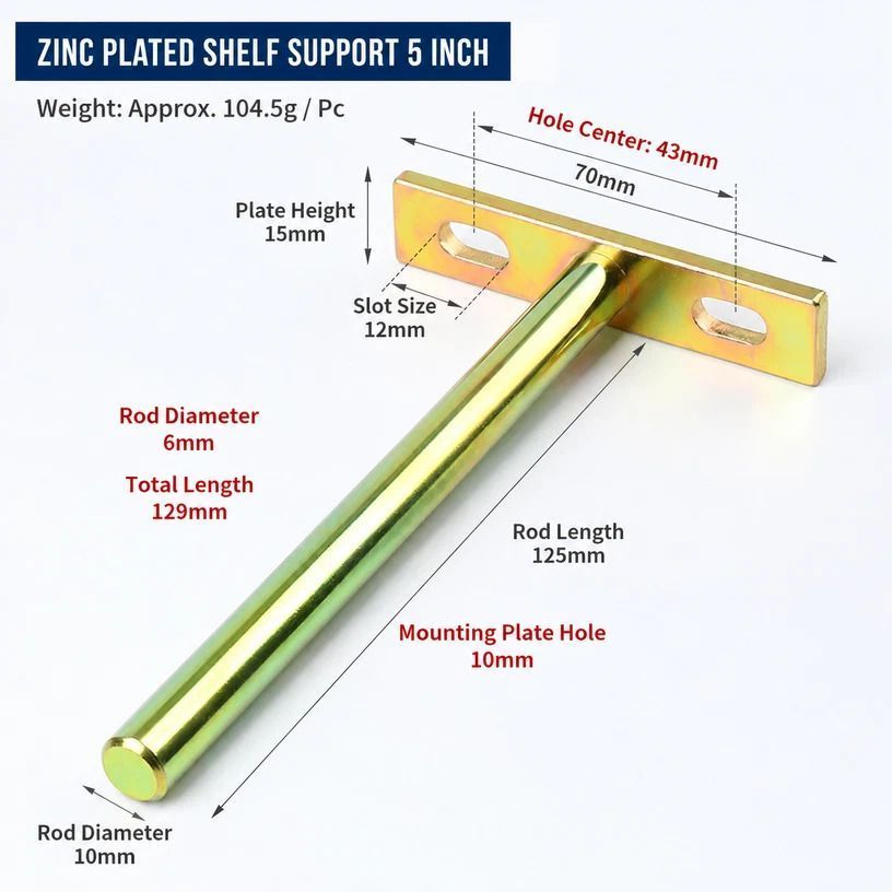 5" Color Zinc Hidden T Bracket 4Pcs w/ 5x60&5x80 Screws — image 2