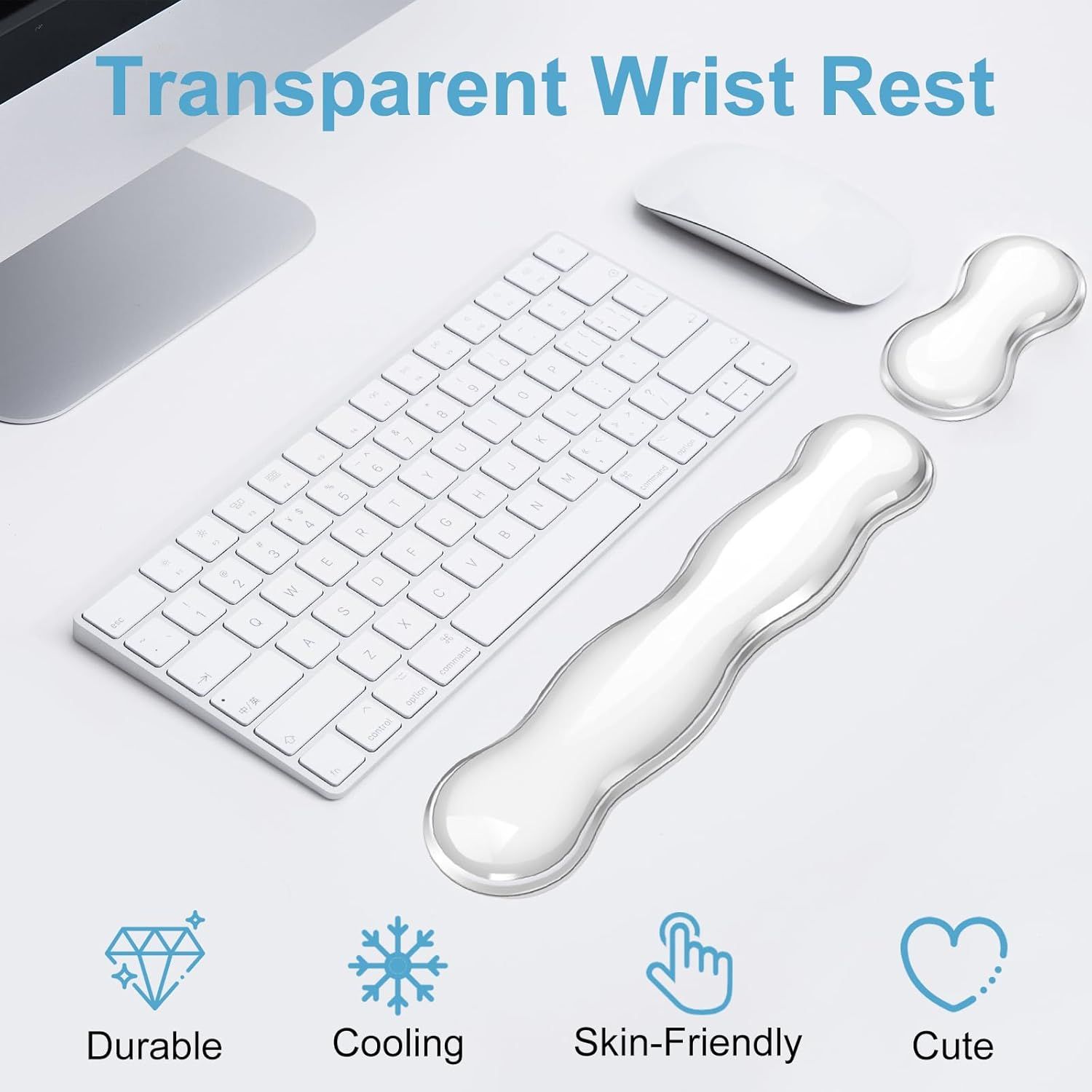 Gel Keyboard Wrist Rest Set - Ergonomic Computer Desk Pad for Typing Pain Relief, Cute Silicone Cushion for Support Hand & Arm, Comfortable Wrist Rest for — image 3
