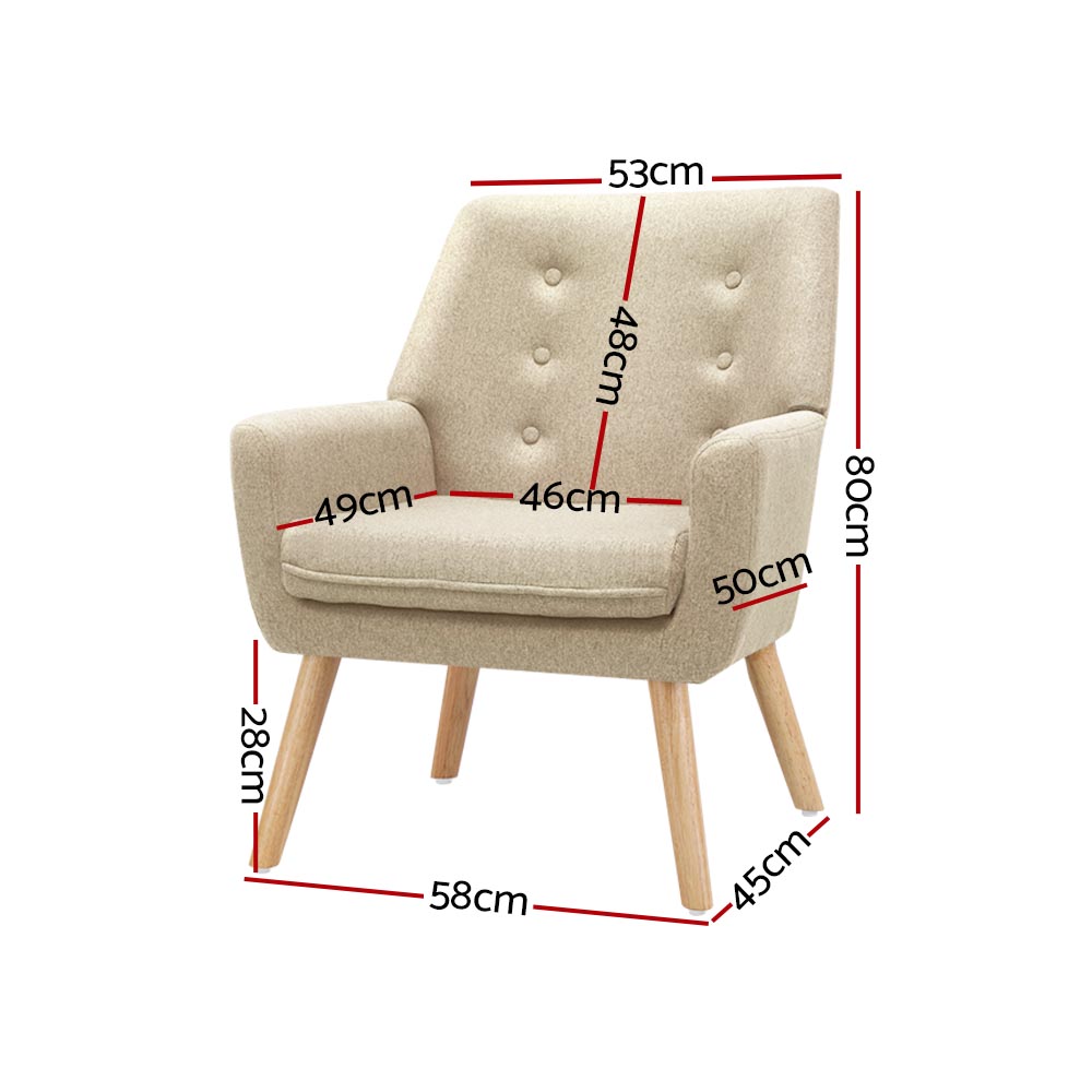 Artiss Armchair Linen Fabric Anne Beige β image 2