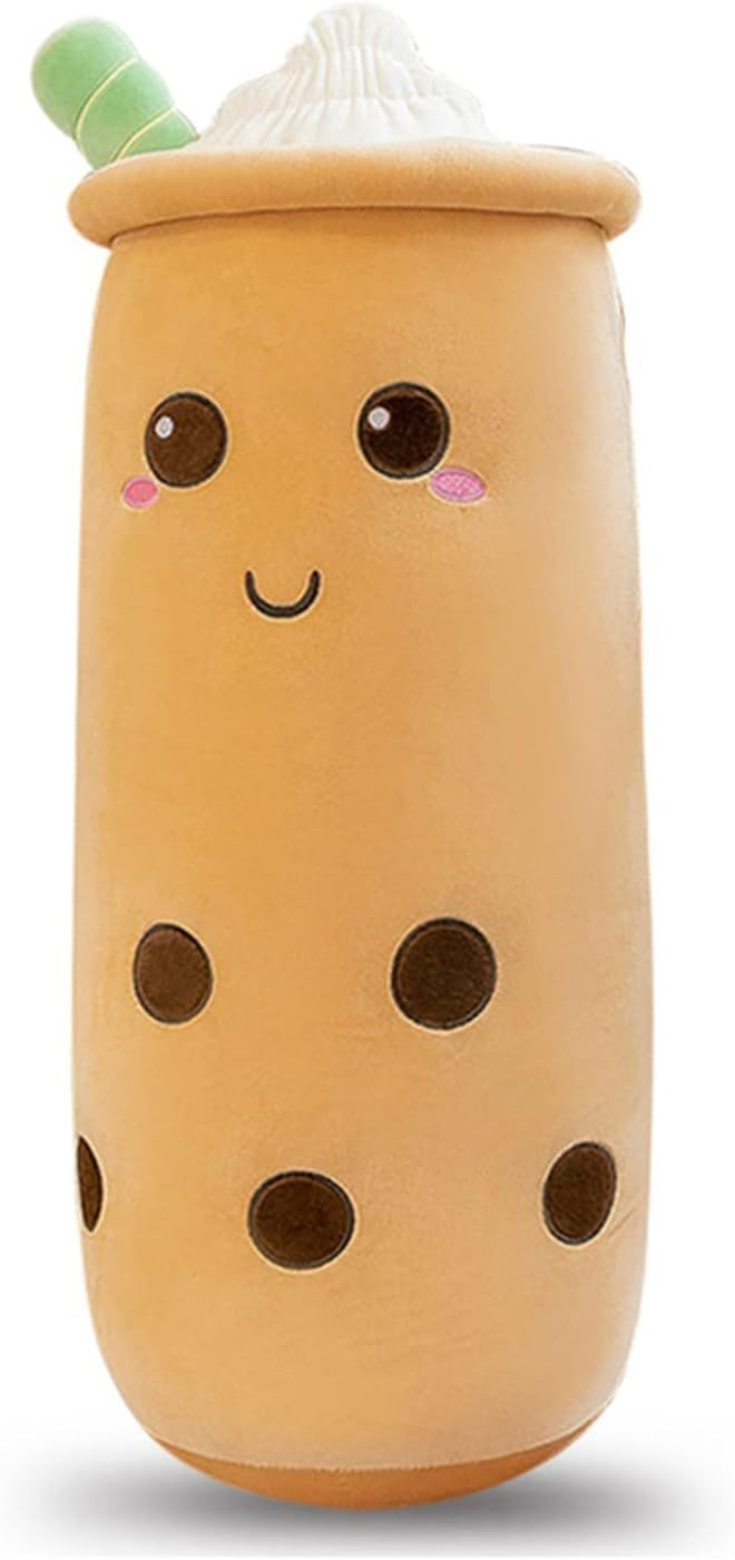Bubble Tea Plush Pillow Soft Plush Toy Skin-Friendly Pillow Multiple Sizes Cute - Yellow - Size 16in