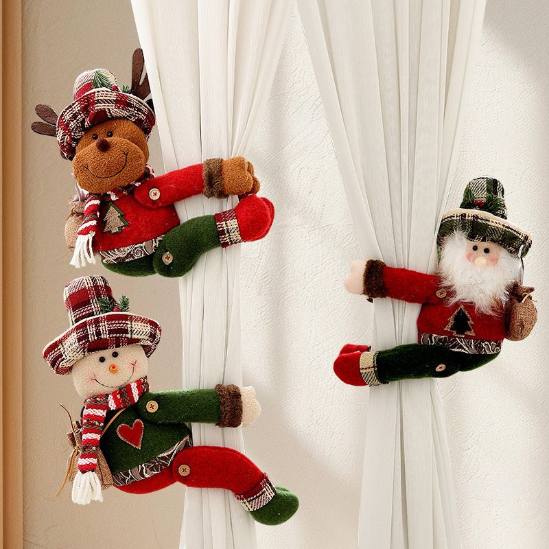 Christmas Snowman Curtain Tiebacks Set of 2, Festive Plush Curtain Holders for Window Drapes, Holiday Home Decor — image 2