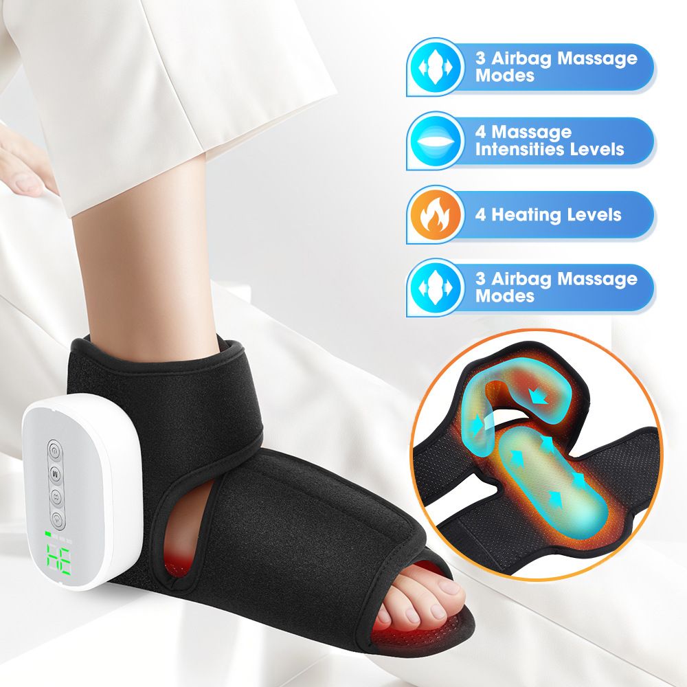 Air Compression Heated Foot Massager, Sole & Ankle Dual Zone Kneading with 4 Intensities, 4 Temp and 3 Airbag Massage Modes - Cordless USB Rechargeable and — image 2