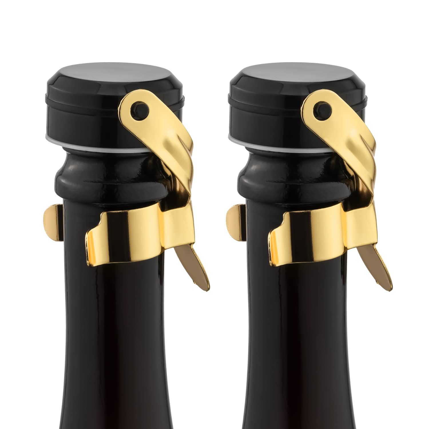 2pcs Champagne&Wine Bottle Stoppers Stainless Steel with Food Grade Silicone, Leak Proof Keep Fresh Reusable Saver