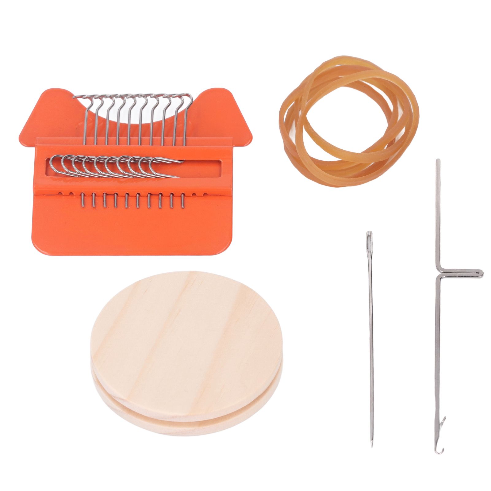 10 Hooks Mini Loom Machine Household Small Weaving Loom Machine with 6.5cm Wooden Board for Hand Craft DIY Weaving Orange Triangle โ image 3
