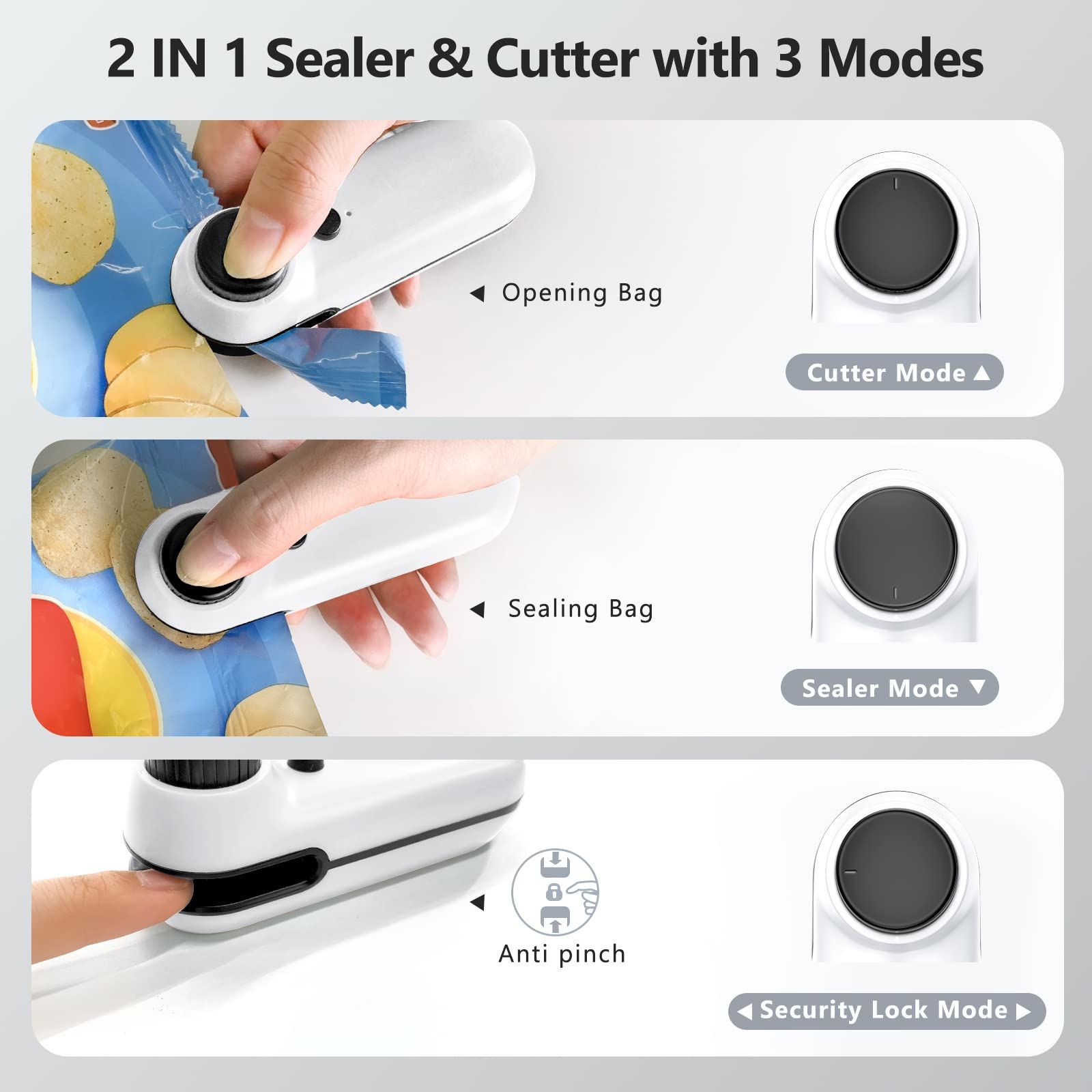 Knob charging sealing machine Mini sealing device Portable household sealing clip Snack moisture-proof — image 2