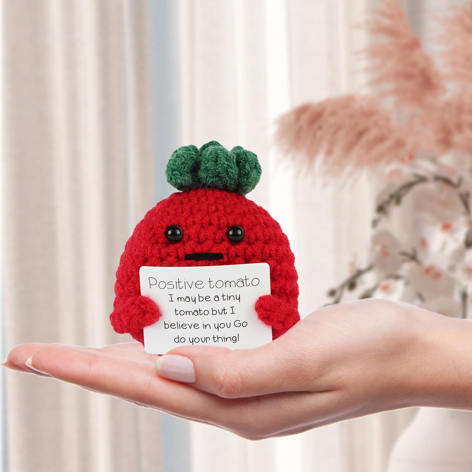 Mini Funny Crochet Tomato Doll Creative Cute 3 inch Cheer Up Gifts for Friends Party Decoration Encouragement — image 4