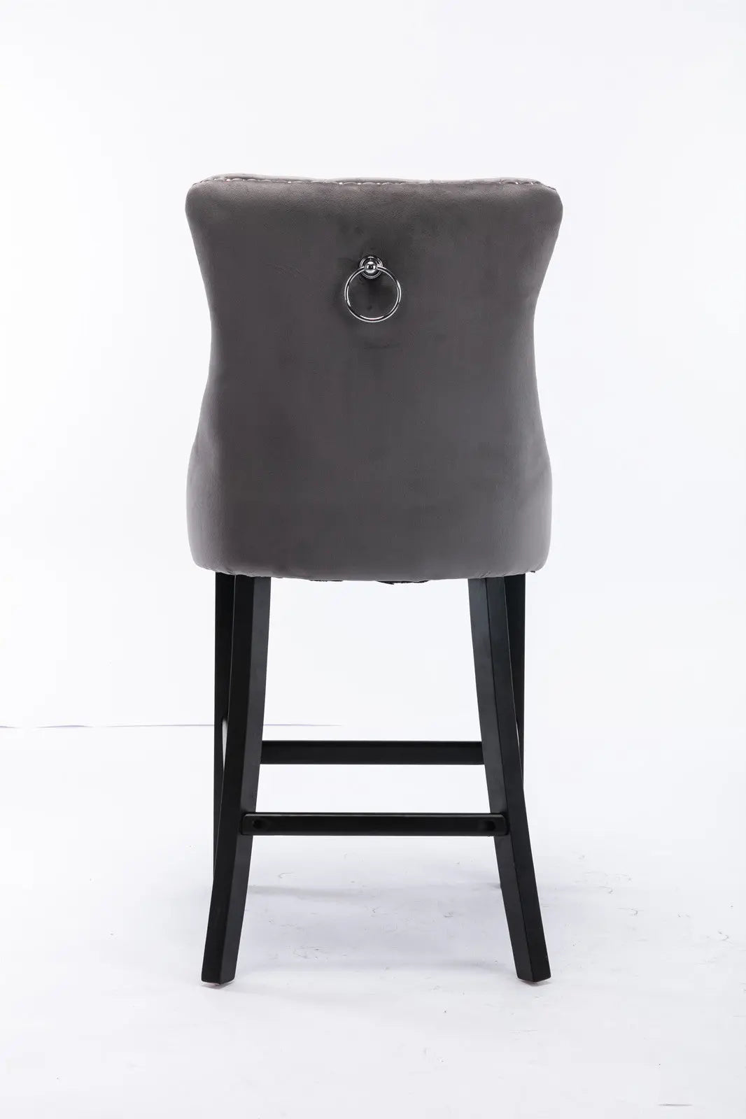2X Velvet Bar Stools with Studs Trim Wooden Legs Tufted Dining Chairs Kitchen — image 6