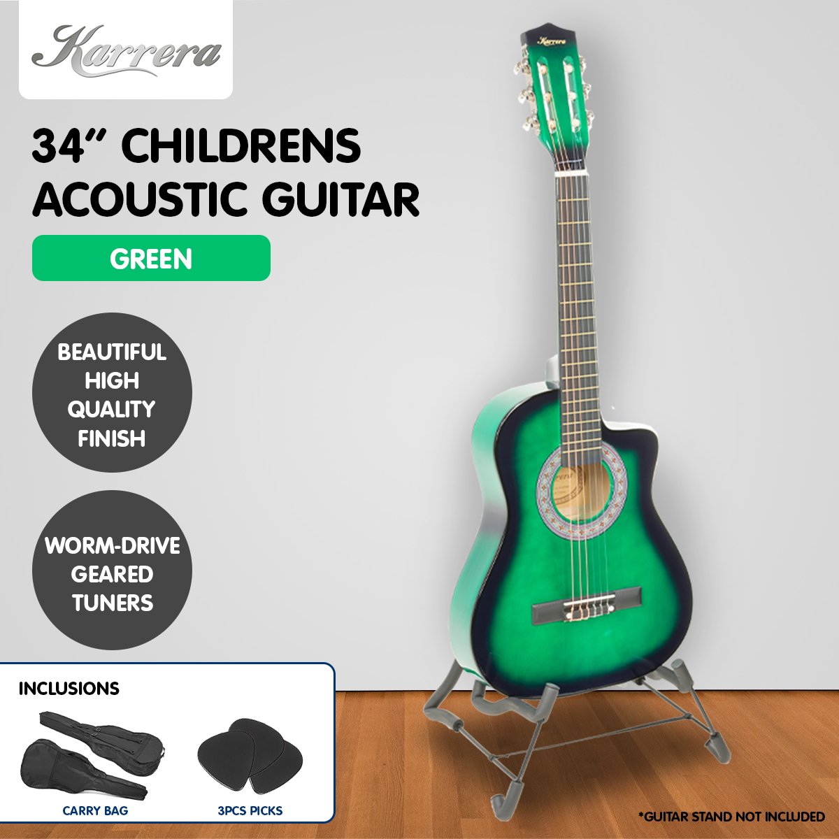 Karrera Childrens Acoustic Guitar Kids - Green — image 6