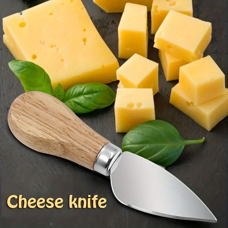 4 PCS Cheese Knife Set for Charcuterie Board, Wood Handle Stainless Steel Cheese Slicer & Cutter Utensils with Mini Knife, Butter Knife, Fork β image 5