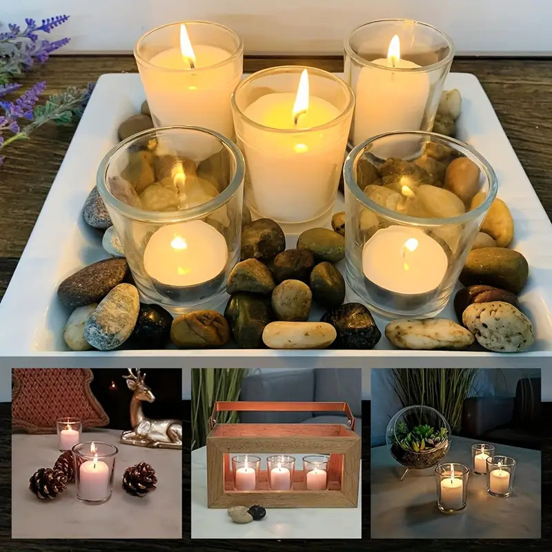 40 Pack Tealight Glass Votive Candle Holders Bulk Set Festival Decor Wedding Propose Parties Holiday and Home Decor — image 5