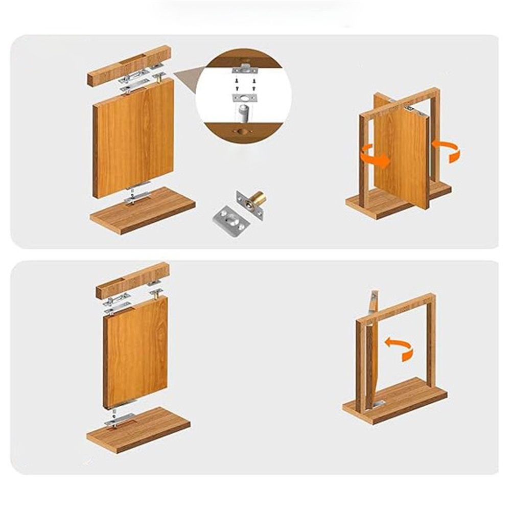 Heavy Duty Pivot Hinge for Wood Door - Stainless Steel Hidden Door Hinge for Secret Door, with 360 Degree Rotation, Invisible Pivot Door Hardware for Bookshelf — image 3