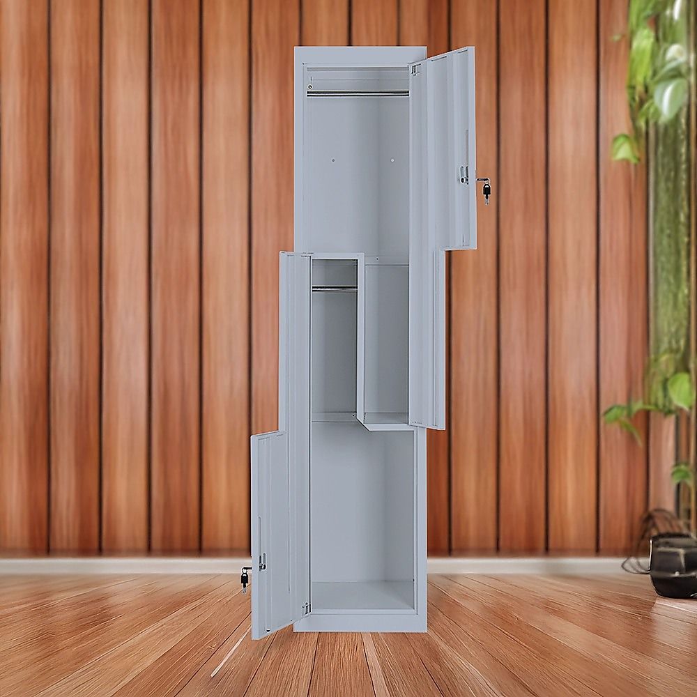 Grey Two-Door L-shaped Office Gym Shed Storage Lockers — image 3