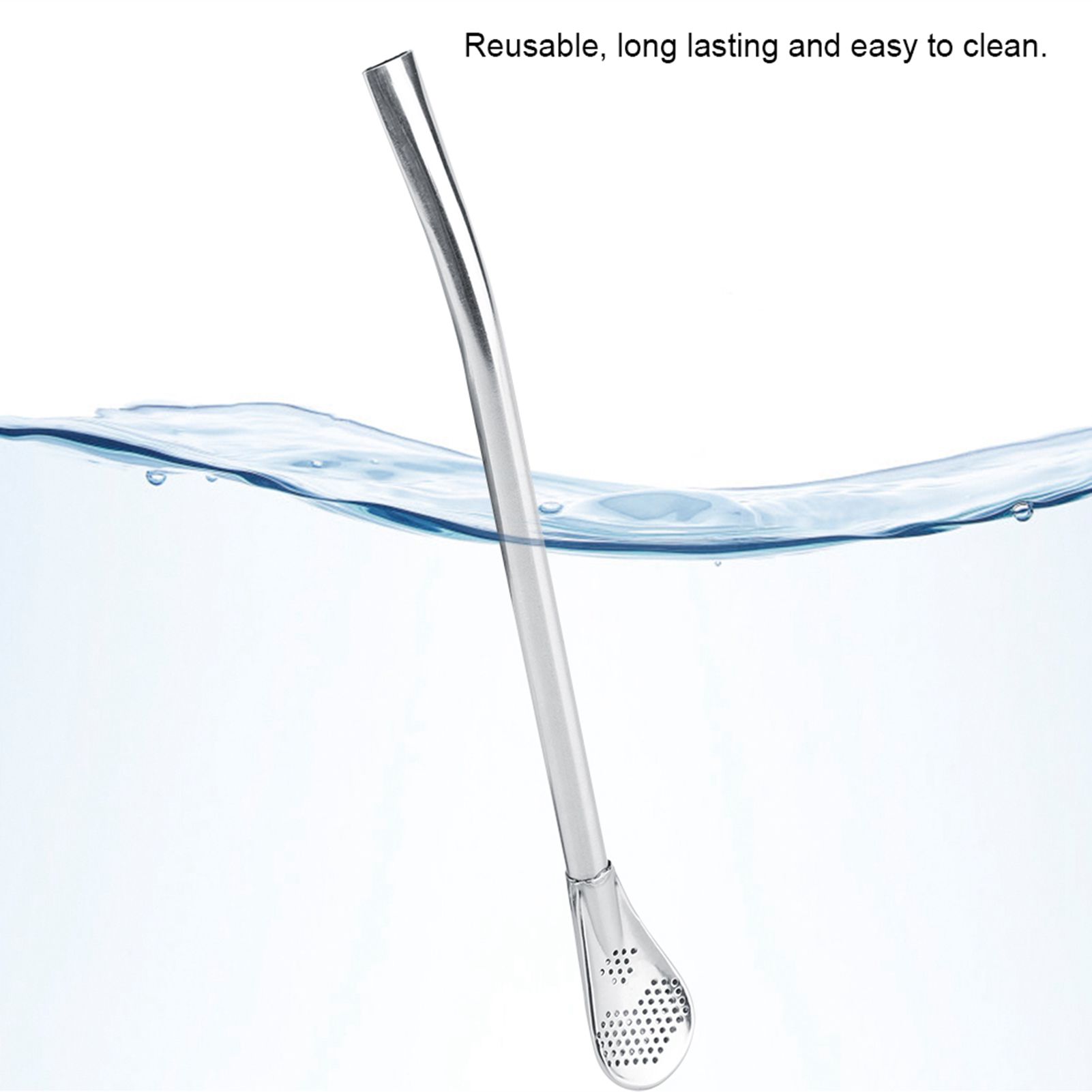 Stainless Steel Metal Drinking Straw Spoon Resuable Washable Cocktail Spoons L — image 5