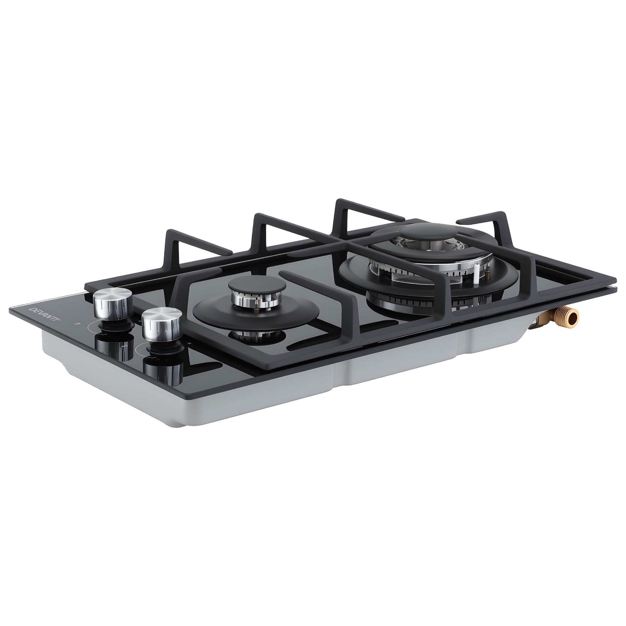 Devanti Gas Cooktop 30cm 2 Burner Built-in Stove Glass Cook Top NG LPG Wok Burner — image 3