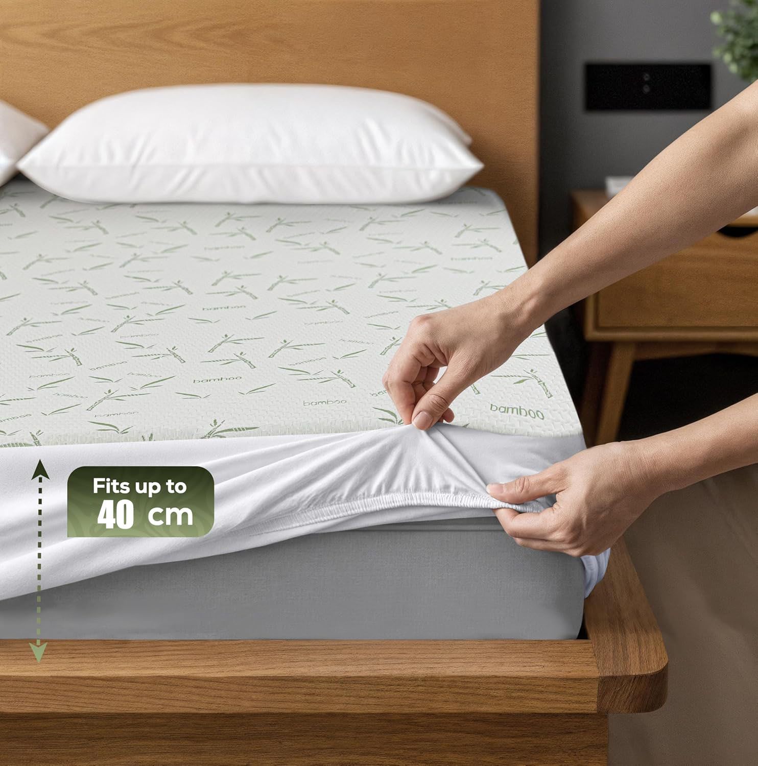 Waterproof Mattress Protector,Breathable Mattress Cover,3D Air Fabric Cooling Bed Pad Cover, Deep Pocket 40cm(Double,Green) โ image 5