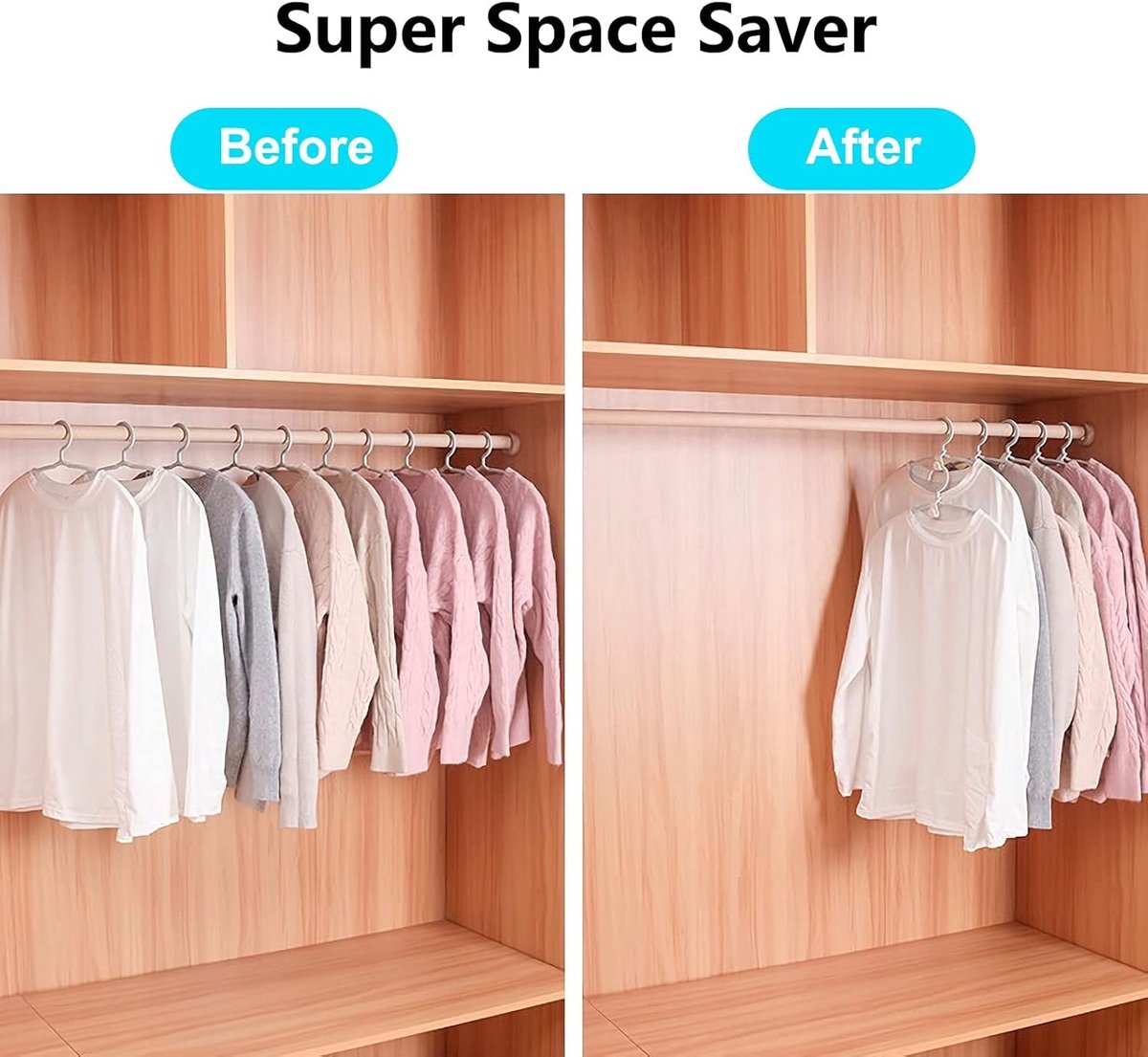 Hook - Connecting hook for hangers - 20 Hanger hooks - Ideal space saver for your wardrobe - Wit — image 3