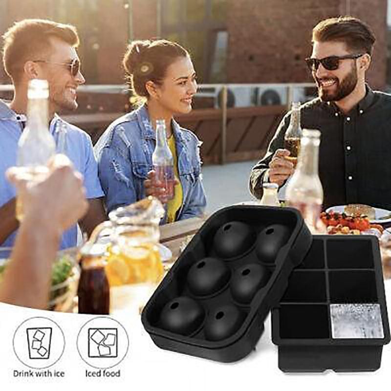 Large Ice Cube Tray Ball Maker Big Silicone Mold Sphere Whiskey Round Mould - Circular 4 grid — image 5