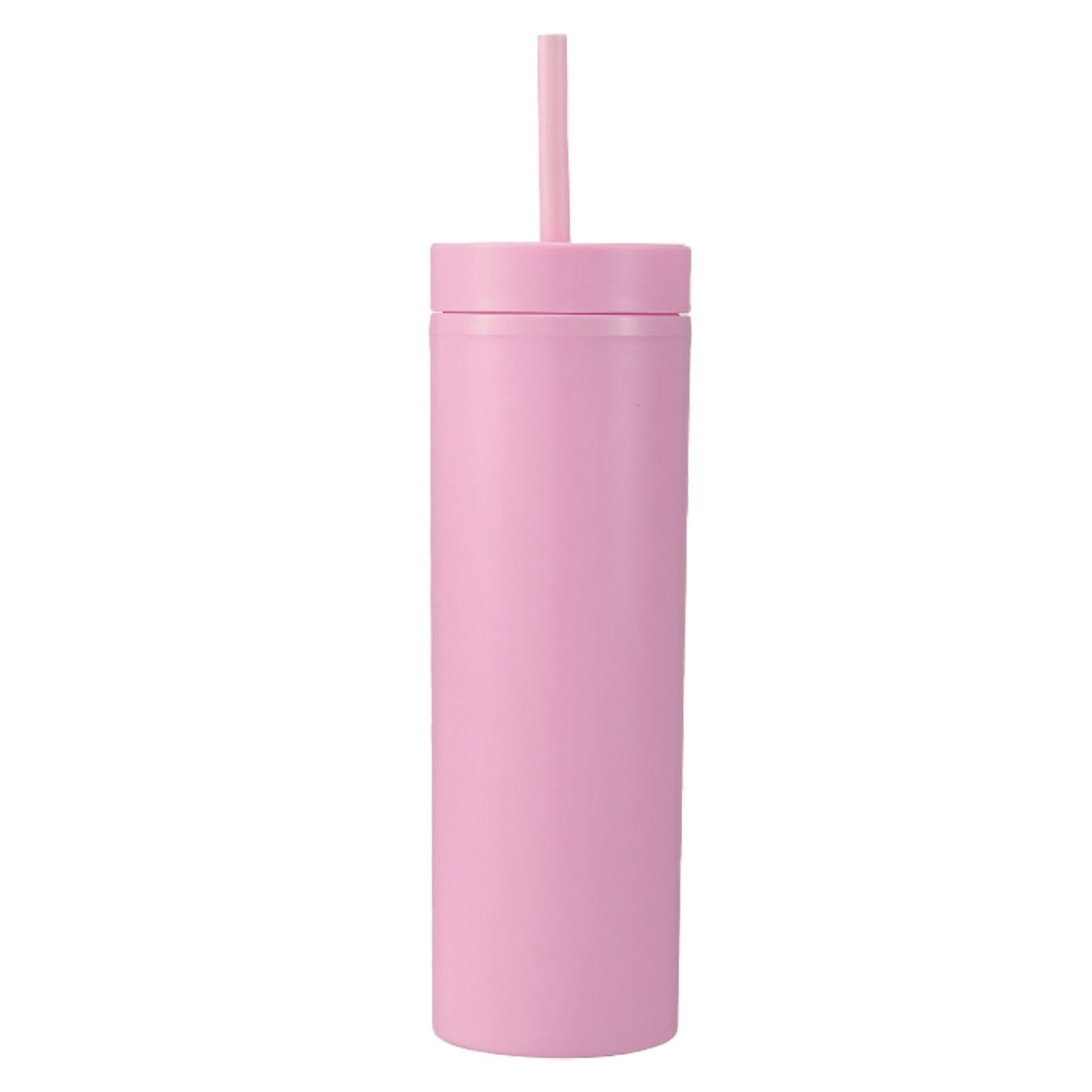 16oz Plastic Tumblers with Lids and Straws Frosting Matte Plastic Drinking Cups for Outdoor Sports 1767 Pink โ image 2