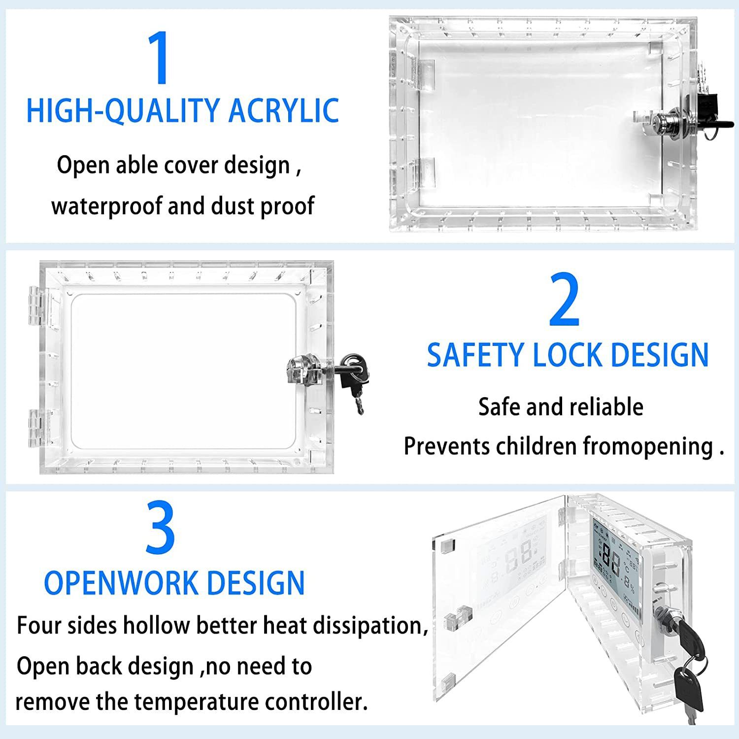 Universal Thermostat Lock Box with Key, Clear Large Thermostat Guard for Thermostat on Wall, Thermostat Guard, Thermostat Cover Fits — image 4