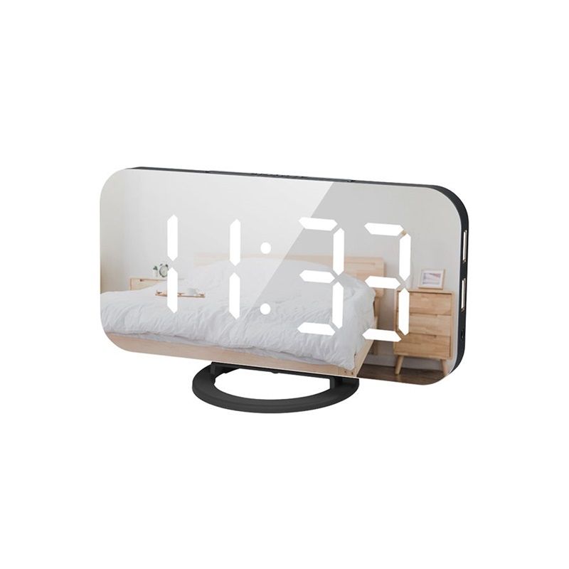 Digital Alarm Clock,6" Large LED Display Charger Ports | Auto Dimmer Mode | Easy Snooze Function, Modern Mirror Desk Wall Clock for Bedroom Home Office for All — image 3