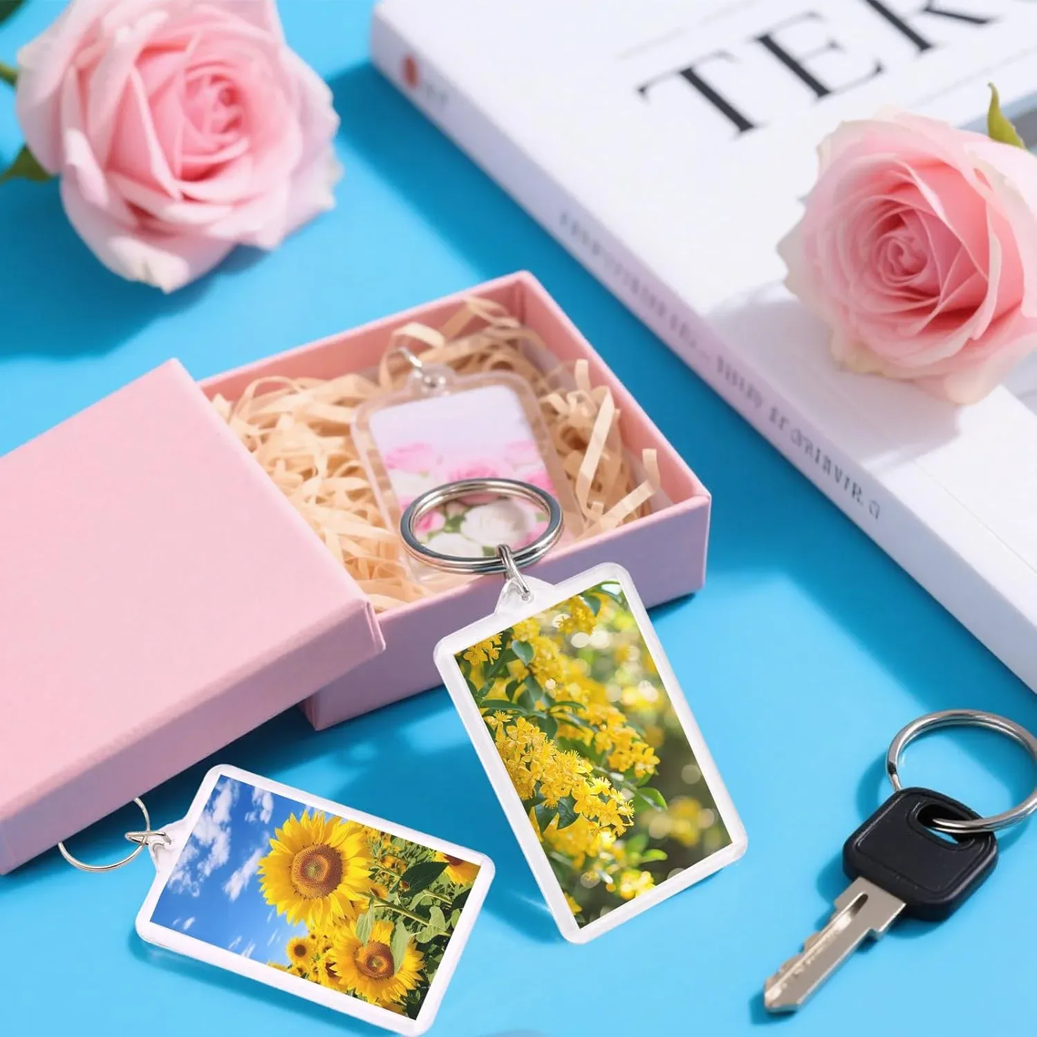 6 Pack Acrylic Photo Keychains, Double Sided Clear Picture Frame Keyrings, 2.75 x 1.97 In โ image 2