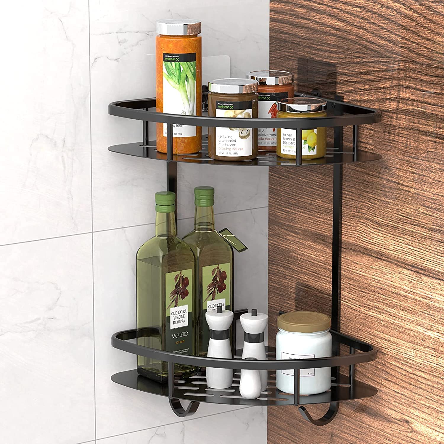 2 Pack Aluminum Adhesive Shower Caddy Corner Shelf Storage Rack for Bathroom โ image 6