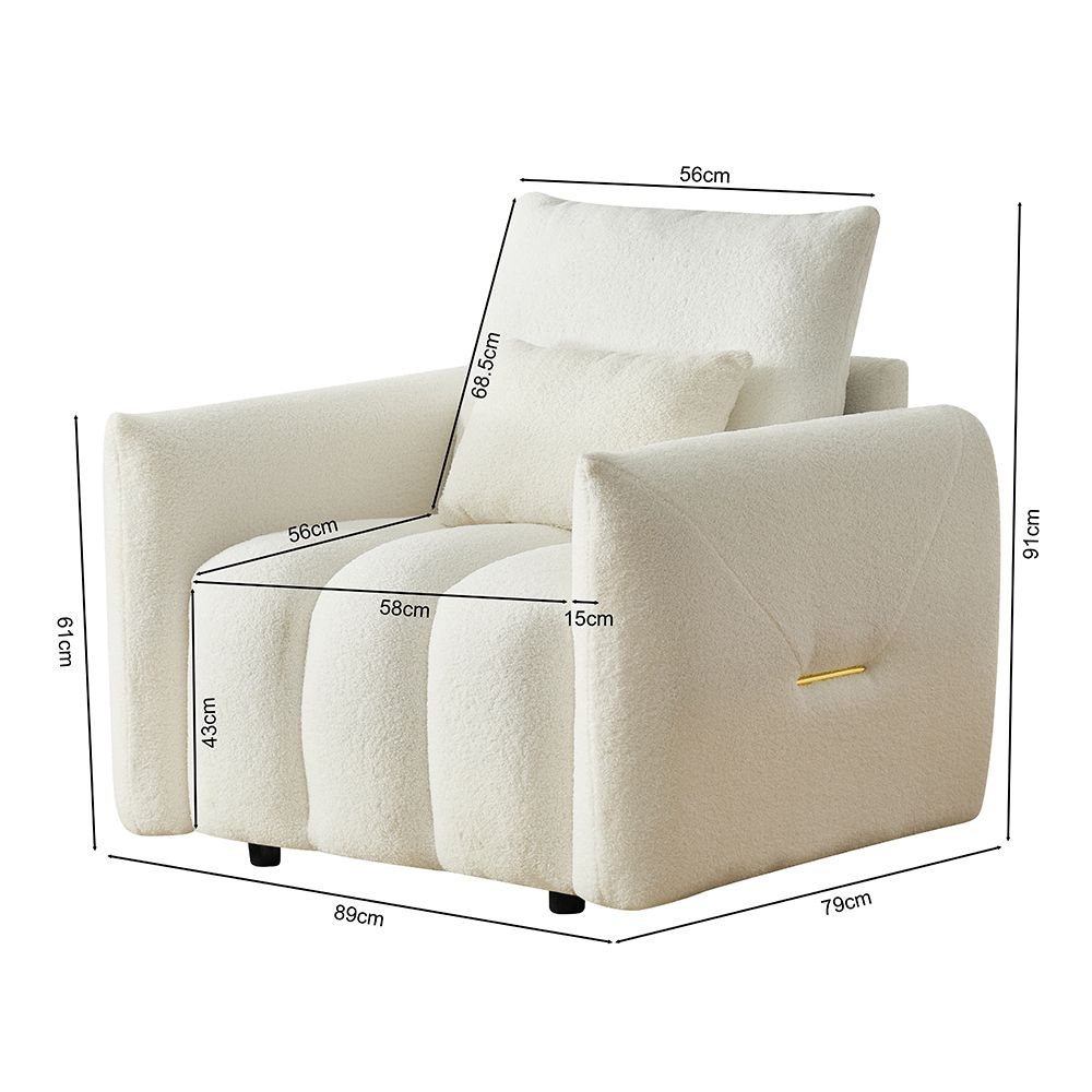 35 "Teddy fabric sofa, modern lounge chair, upholstered with a pillow - Black โ image 3