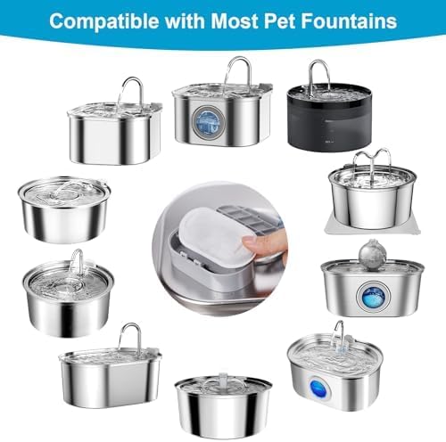 16 Pack Replacement Filters for Cat/Dog Water Fountain - Stainless Steel, 67oz/2L Adjustable Water Flow, Super Quiet — image 2
