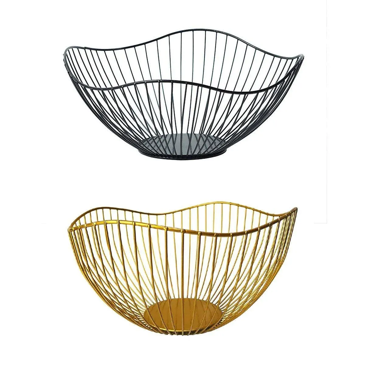 Large Iron Fruit Storage Basket Home Decor Snack Candy Plate Living Room Basket - Black — image 3