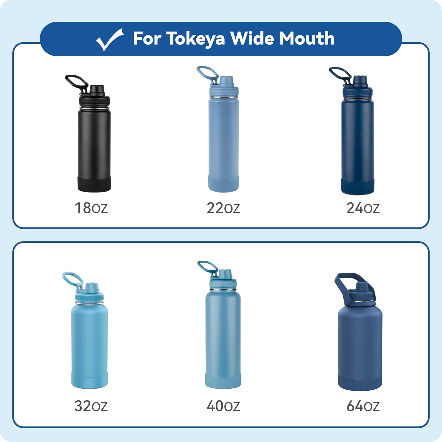 Replacement Spout Lid for Takeya Wide Mouth 18, 22, 24, 32, 40, 64oz, Water Bottle Lid with Carry Handle - Ideal for Gym & Sport — image 2