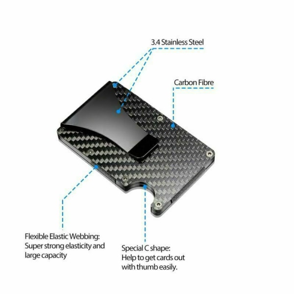 RFID Blocking Minimalist Carbon Fiber Card Holder with Money Clip for Men โ image 3