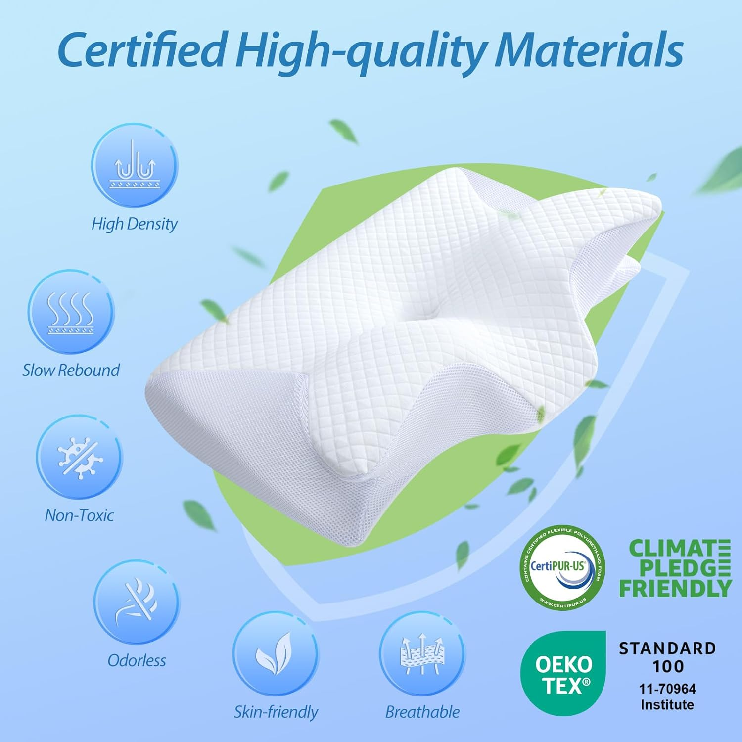 Cervical Neck Pillow for Neck Pain Relief, 2 in 1 Ergonomic Orthopedic Bed Pillow for Sleeping, Memory Foam Pillows for Side, Back & Stomach Sleepers with — image 3