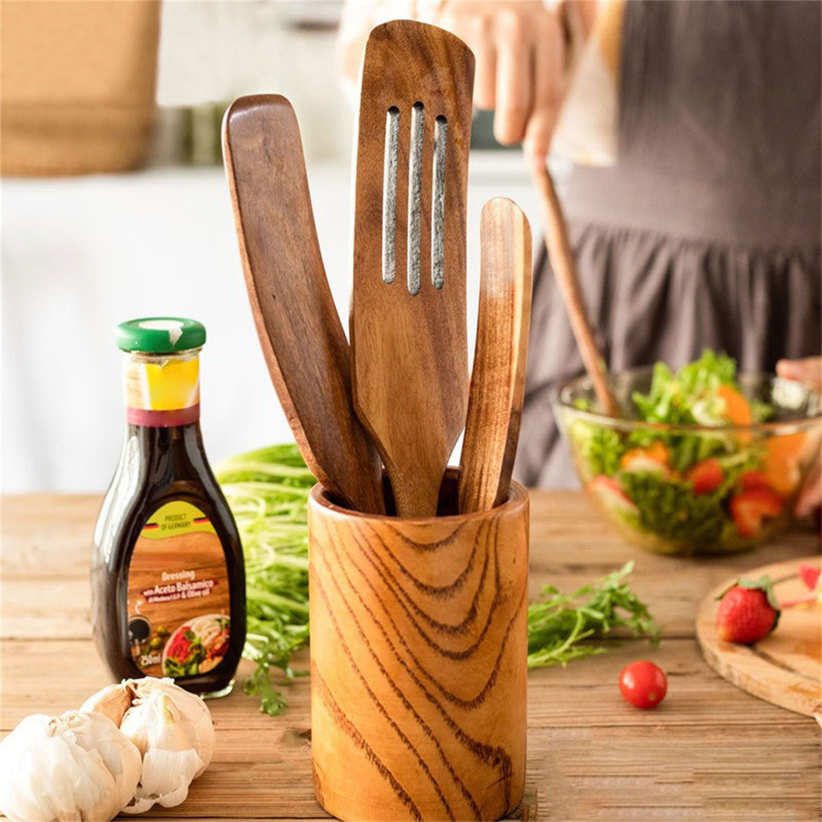 Clearance!! Wooden Spurtle Teak Spurtles Kitchen Tools Wooden Spatula for Cooking Wood Utensils Non Stick Cookware for Serving Stirring Mixing Scraping โ image 6