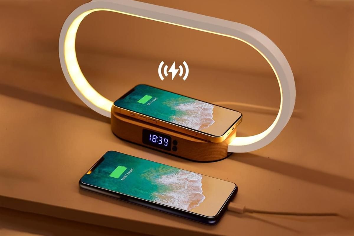Bedside Lamp with Clock 10W Fast Wireless Charger USB Port Nightstand Touch Lamp โ image 4