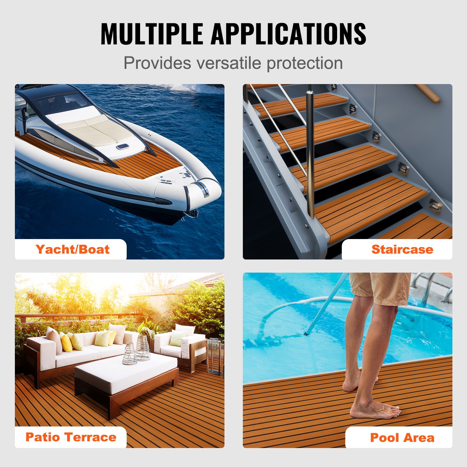 Boat Flooring, EVA Foam Boat Decking 94.5" x 35.4", Non-Slip Self-Adhesive Flooring, 23.2 sq.ft Marine Carpet for Boats, Yacht, Pontoon, Kayak Decking — image 6