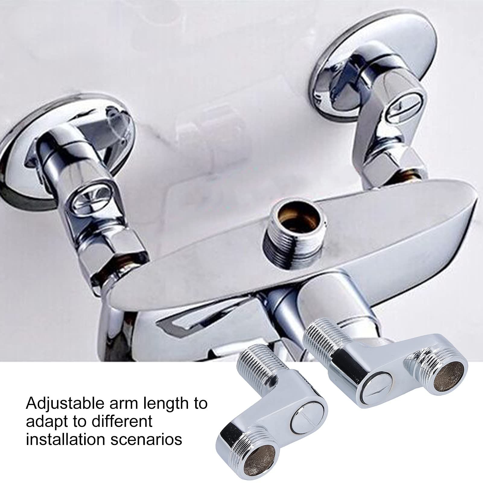 2pcsThread Claw Foot Bathtub Adapter, Brass Shower Mixer Faucet Swing Arm Adapter Cold Hot Water Pipe Fixed Accessory for Bathroom — image 2