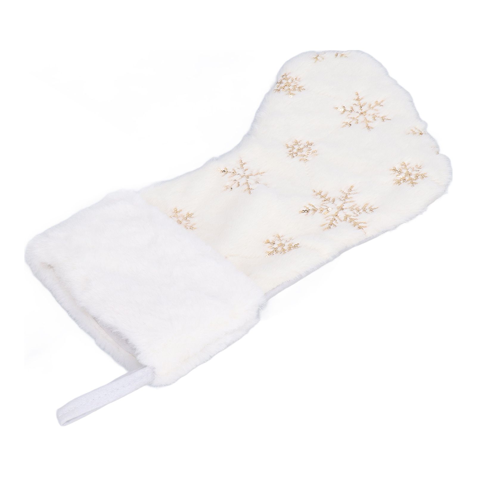 Polyester Christmas Stocking Pendant with Embroidery Snowflake Pattern Xmas Tree Decoration OrnamentGold โ image 6